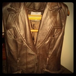 Vintage Blue Duck Men/Women brown leather vest Sm